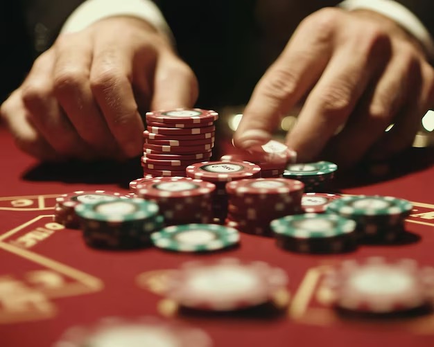 Casino Hold'em mobile interface showing fold, call, and raise buttons on smartphone screen